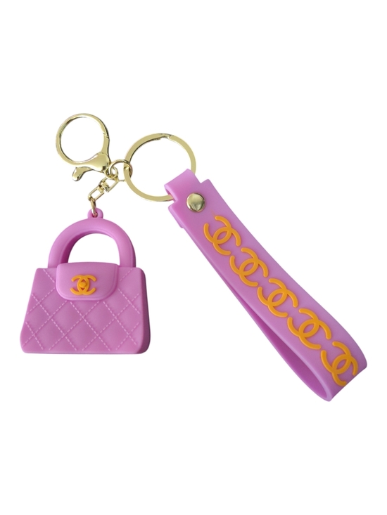 The Unbranded Brand Accessories - CC Fashion Purple Quilted Handbag Silicone Keychain with Strap